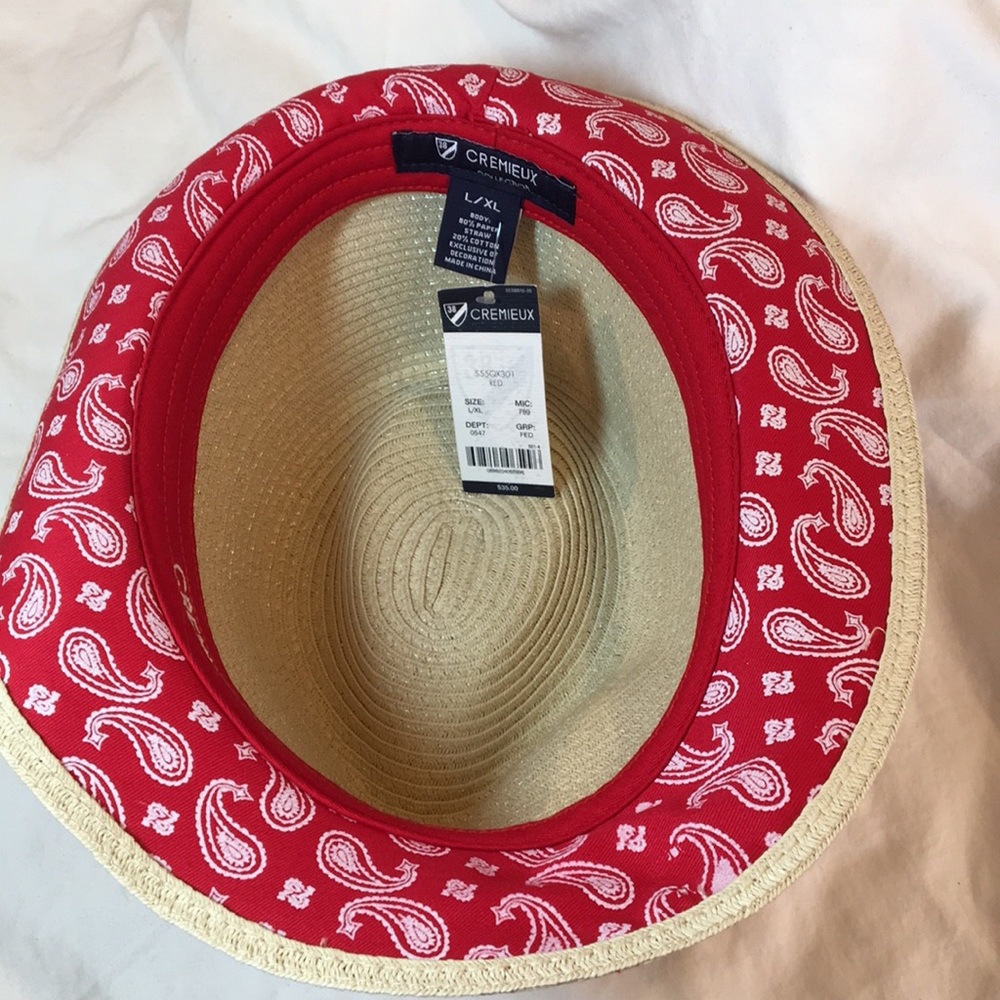 Cremieux unisex woven fedora, NWT, red headband and lining. - Picture 4 of 8